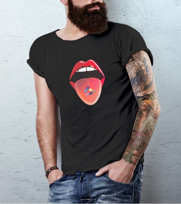 Drug For A Graphic Designer Pills In Mouth Iconic Pop T-Shirt
