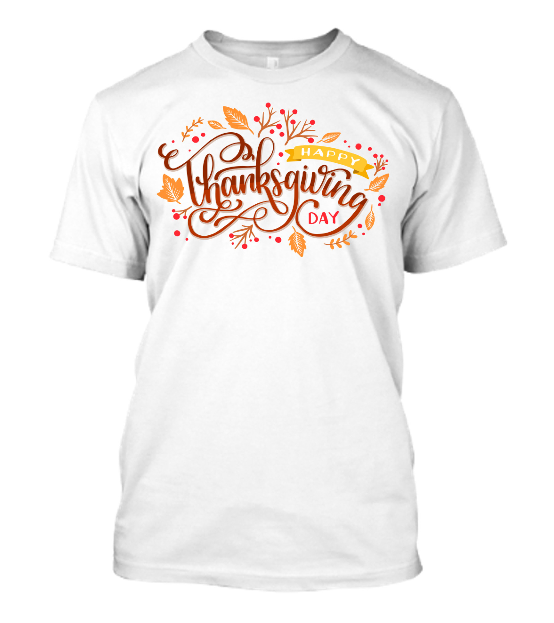Happy Thanksgiving Day Leaves And Berries T-Shirt