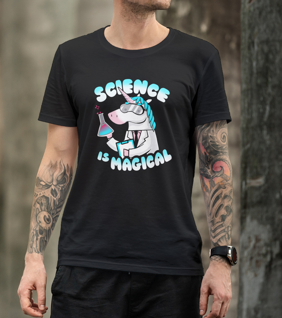 Science Is Magical Unicorn In Lab Coat With Beaker T-Shirt
