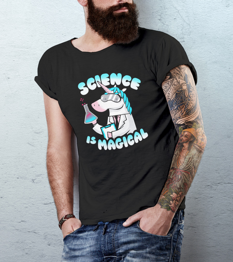 Science Is Magical Unicorn In Lab Coat With Beaker T-Shirt