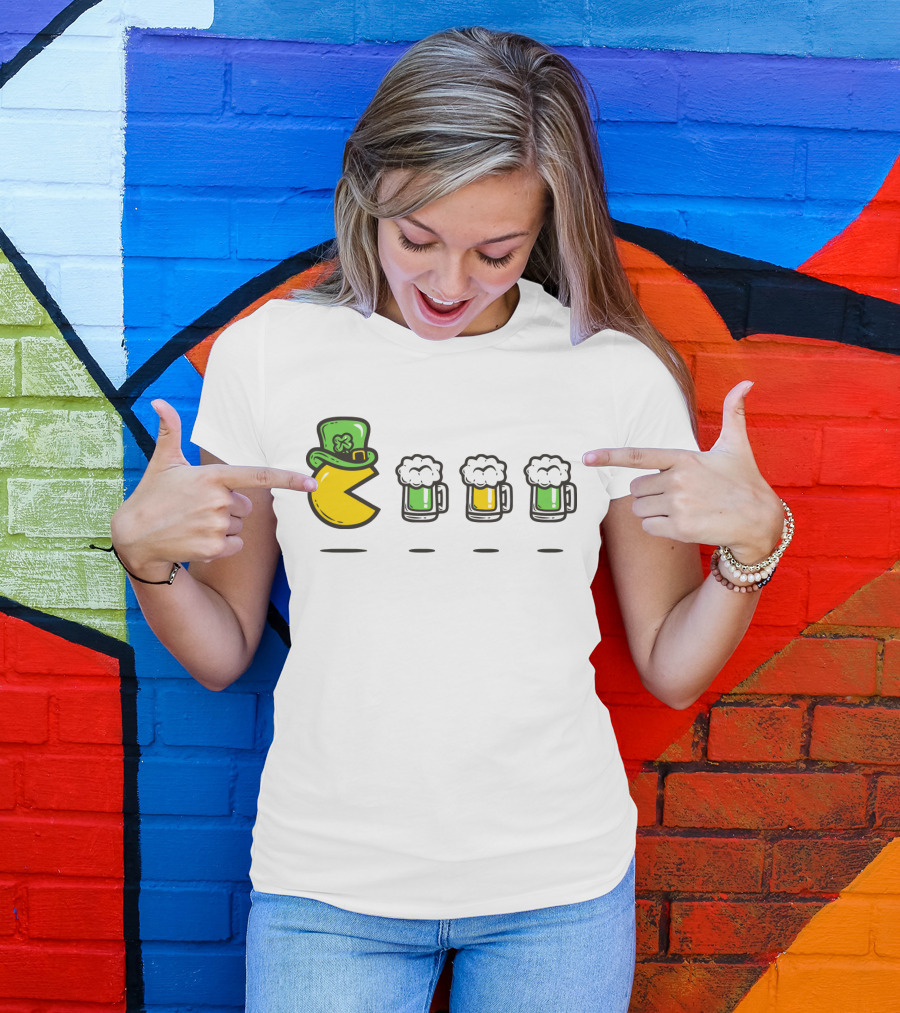 Pacman St. Patrick's Day Beer Mugs Hat T-Shirt