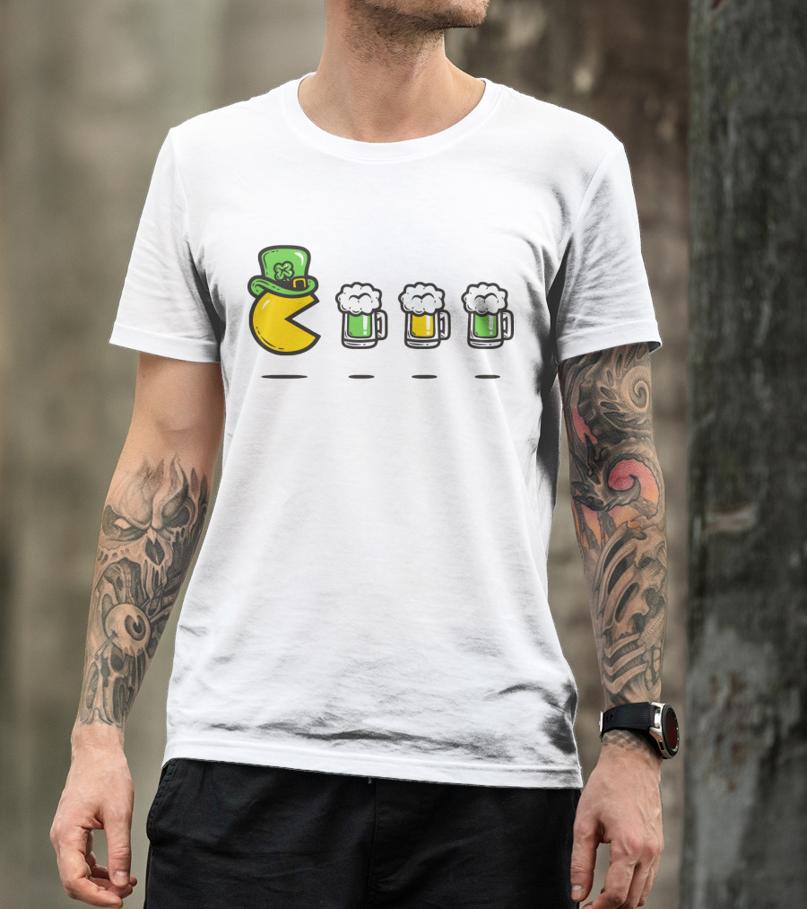 Pacman St. Patrick's Day Beer Mugs Hat T-Shirt