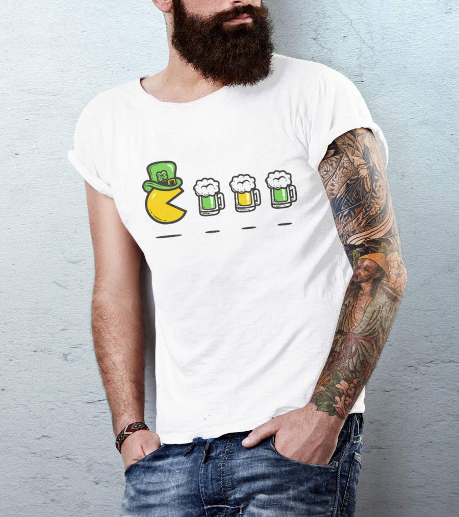 Pacman St. Patrick's Day Beer Mugs Hat T-Shirt
