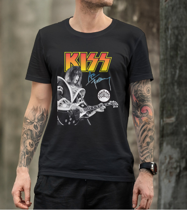 KISS Ace Frehley Signature Electric Guitar Iconic Rock Legend T-Shirt