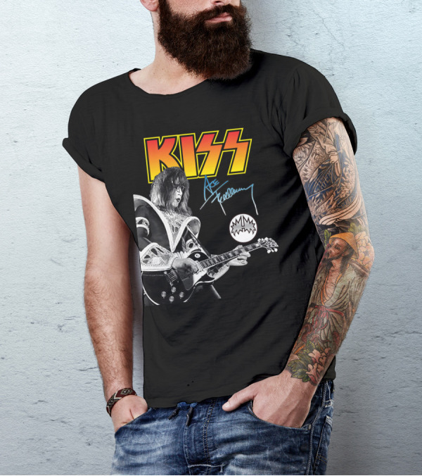 KISS Ace Frehley Signature Electric Guitar Iconic Rock Legend T-Shirt