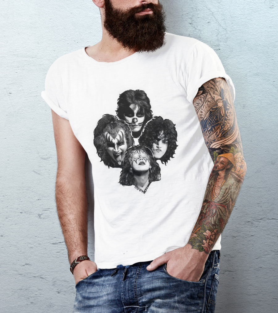 Kiss Band Iconic Makeup Memes Faces Compilation T-Shirt