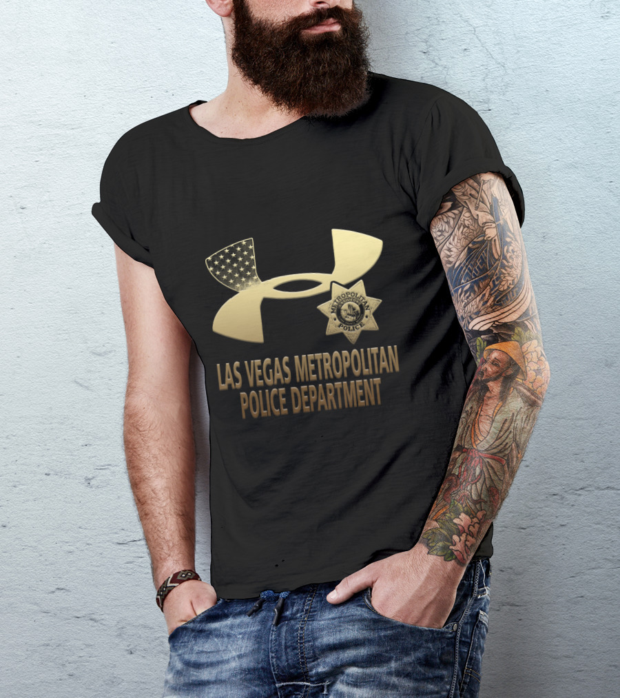 Las Vegas Metropolitan Police Department Under Armour Badge American Flag T-Shirt