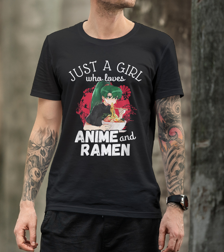 Just A Girl Who Loves Anime And Ramen Manga Aesthetic Japan Style Kawaii T-Shirt