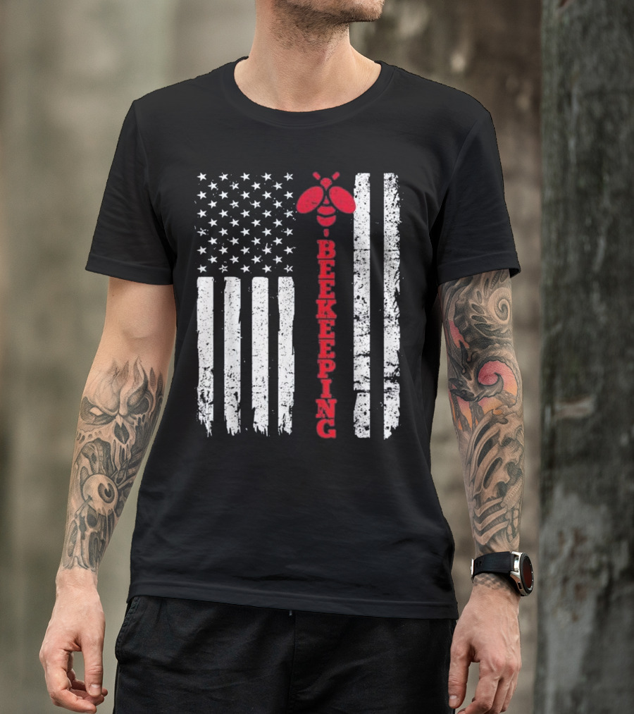 American Flag Beekeeping USA Bee T-Shirt
