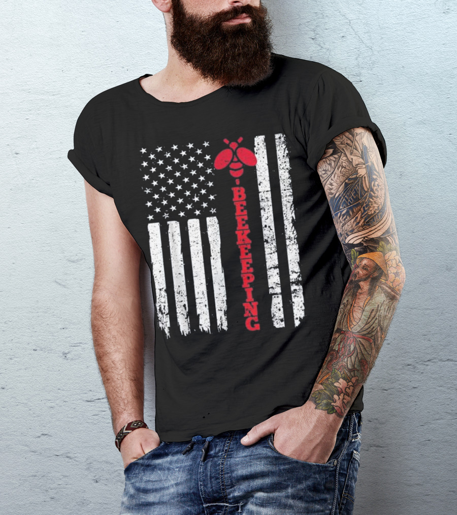 American Flag Beekeeping USA Bee T-Shirt