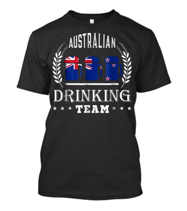Australian Drinking Team Beer Mugs With Australian And New Zealand Flags T-Shirt