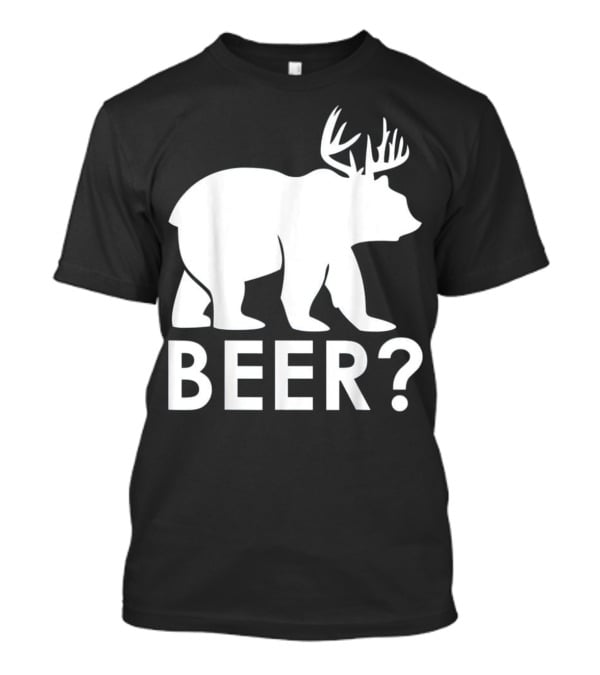 Beer Bear Deer With Antler Question Mark T-Shirt