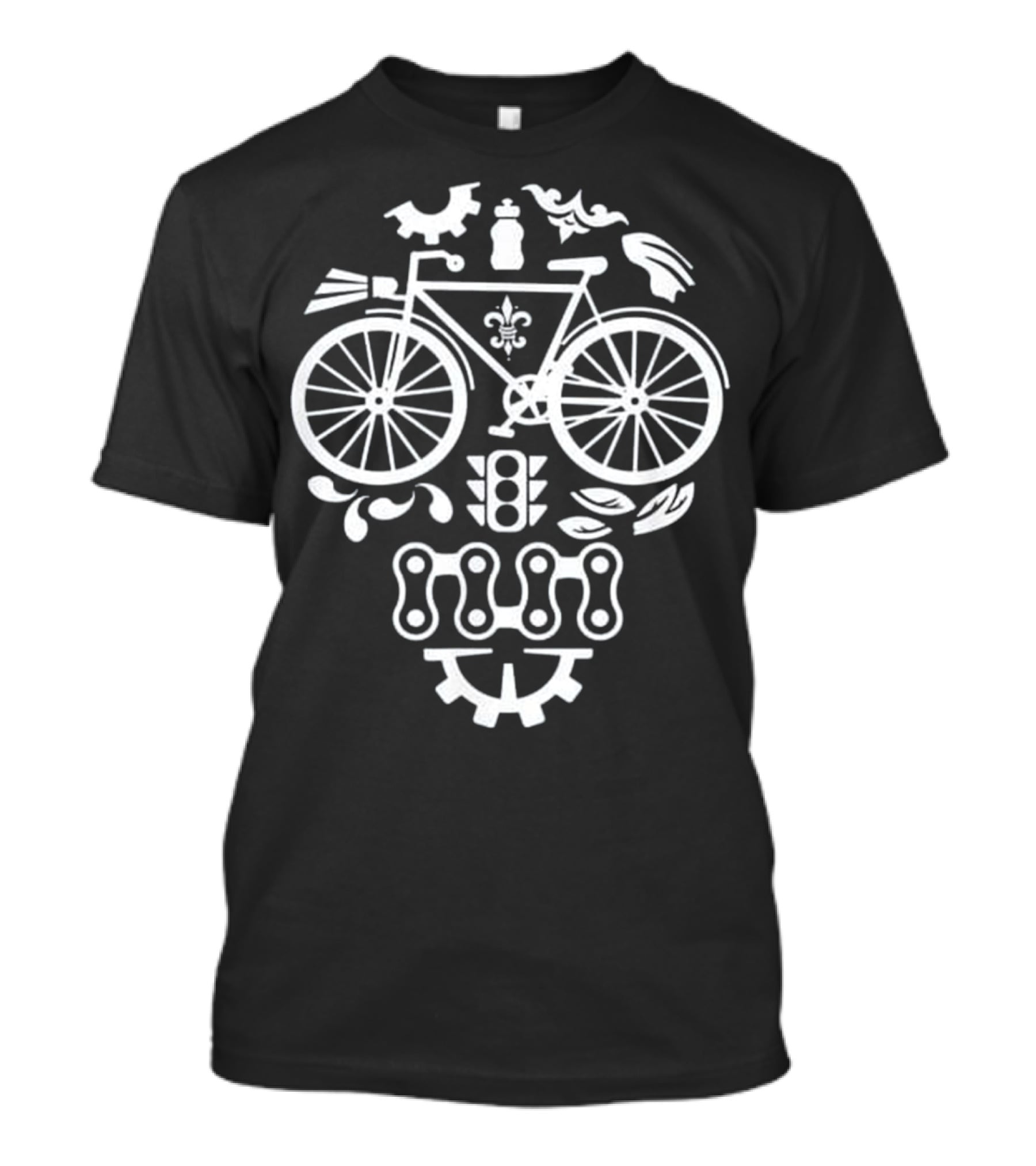 Bicycle Cycling Gear Sugar Skull With Funny Traffic Light Elements T-Shirt