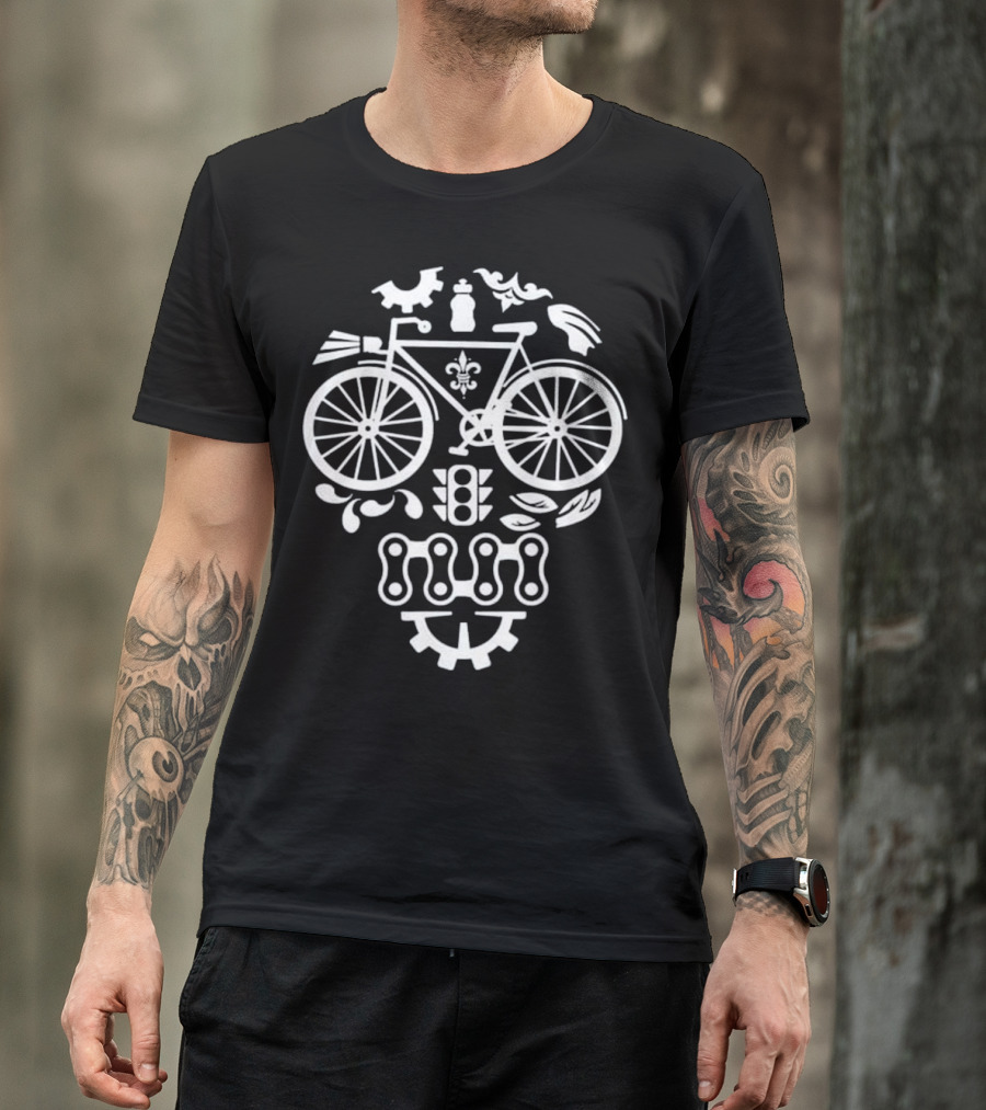 Bicycle Cycling Gear Sugar Skull With Funny Traffic Light Elements T-Shirt