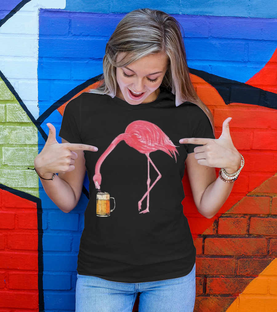 Flamingo Sipping Beer Lovers Mug T-Shirt