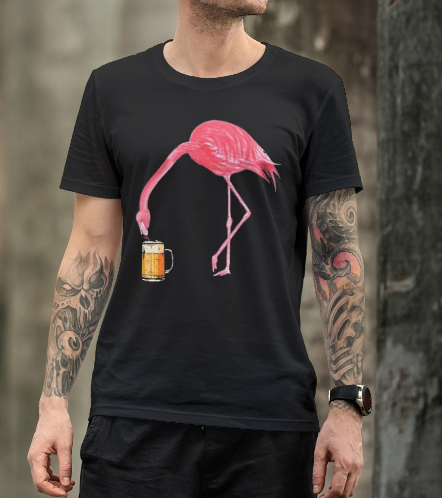 Flamingo Sipping Beer Lovers Mug T-Shirt