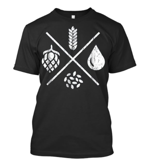 Homebrew Essentials: Barley Water Yeast Hops Beer Brewing Elements T-Shirt