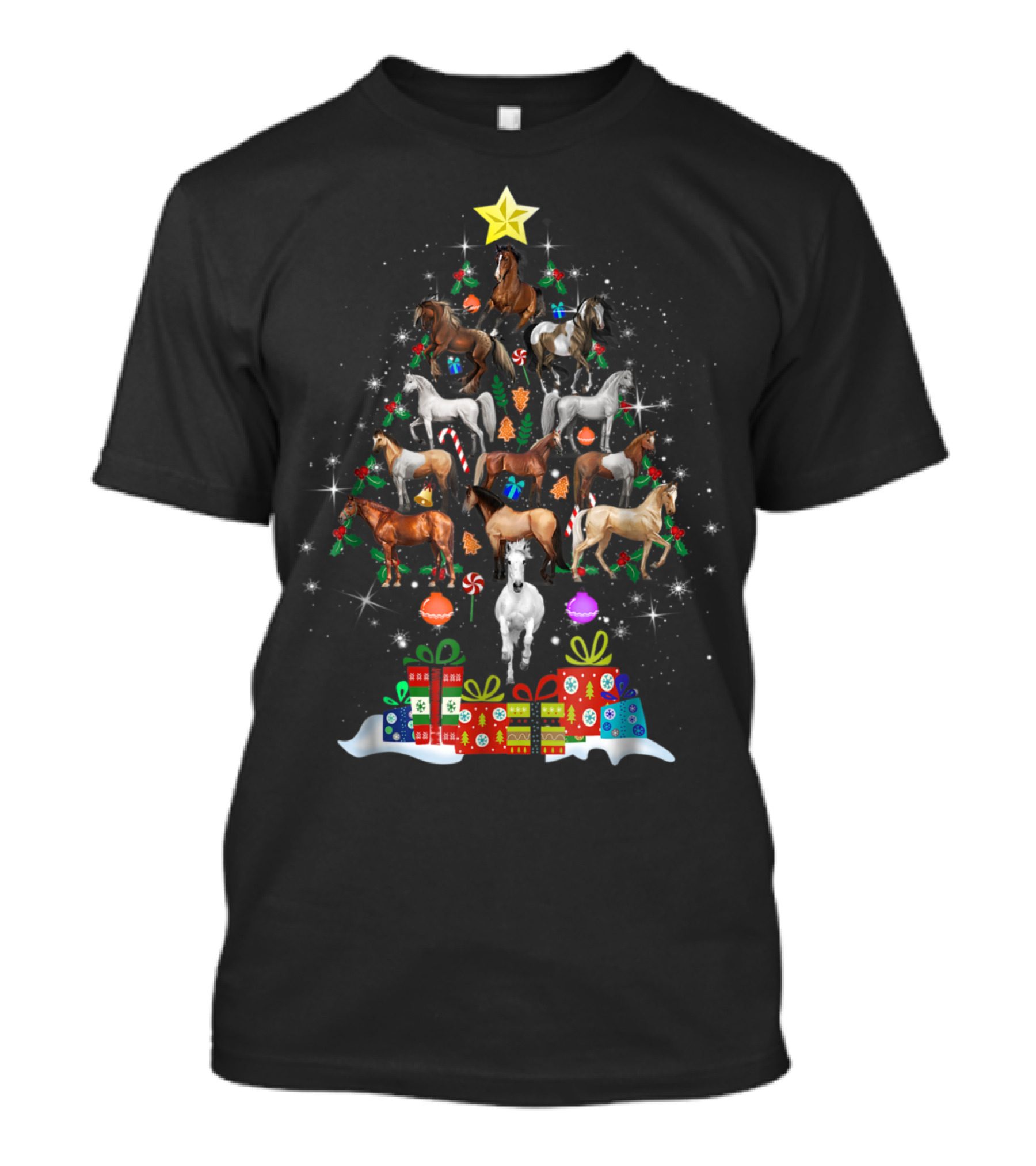 Holiday Horses in Christmas Tree Formation ...T-Shirt 