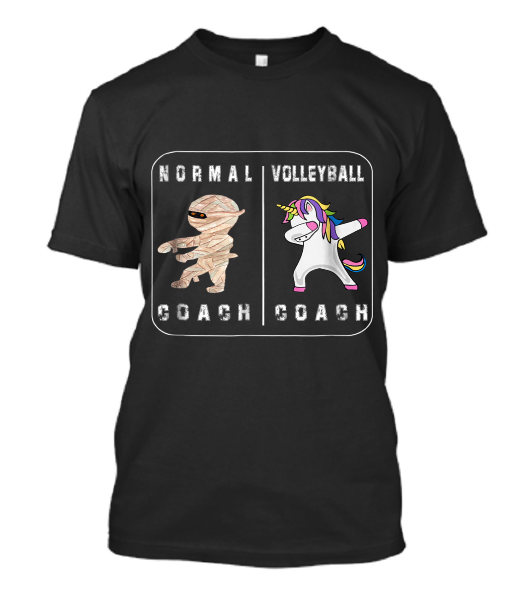 Funny Normal Coach Mummy Versus Dabbing Unicorn Volleyball Coach T-Shirt