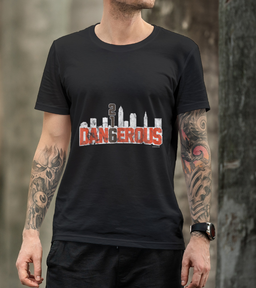 Cleveland 216 Dangerous Football City Skyline T-Shirt