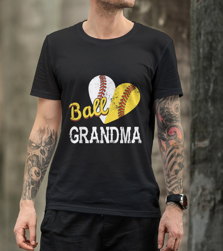 Ball Heart Grandma Baseball Softball T-Shirt