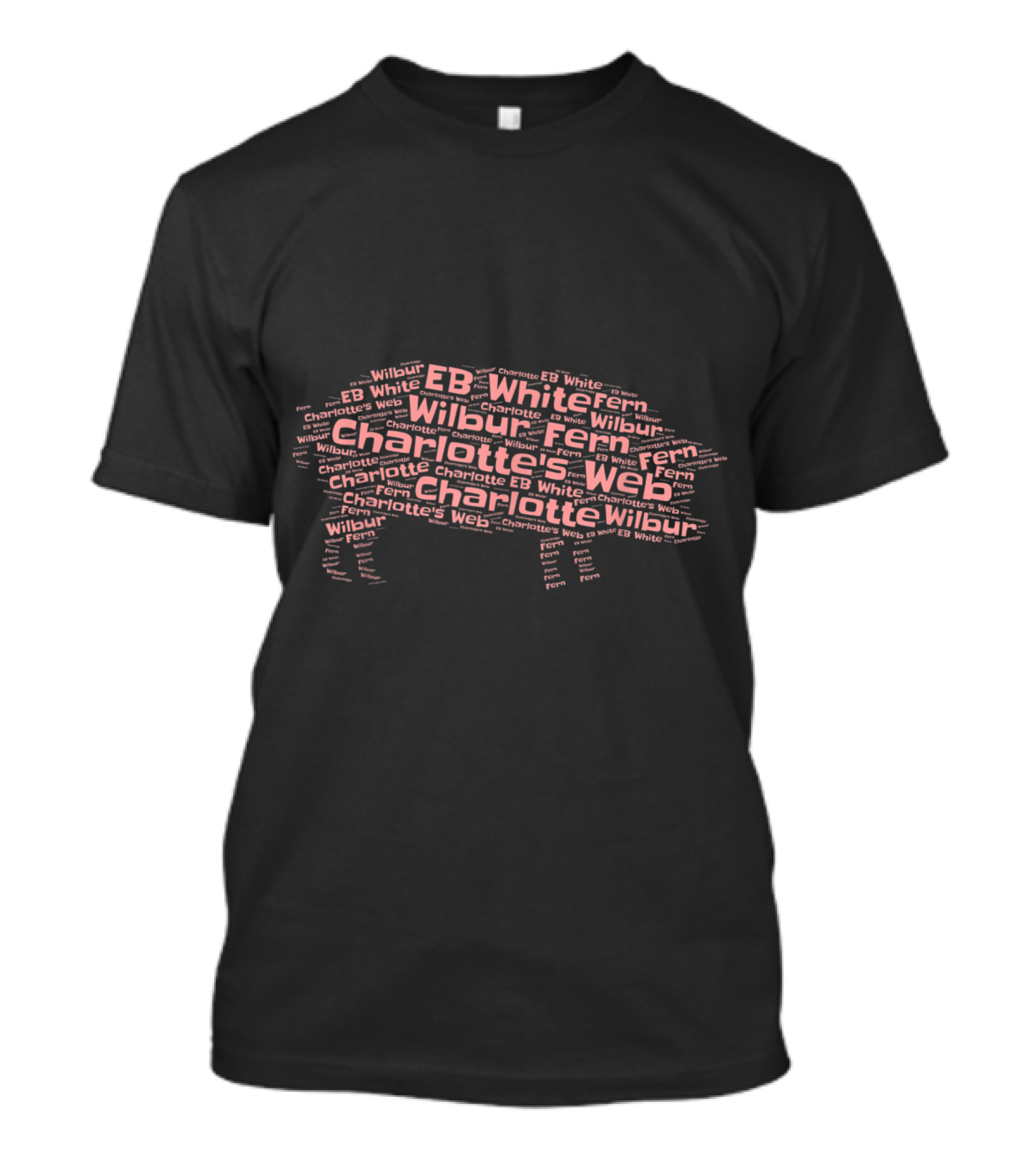 Charlotte's Web Wilbur Pig Iconic Word Art Featuring EB White Fern T-Shirt
