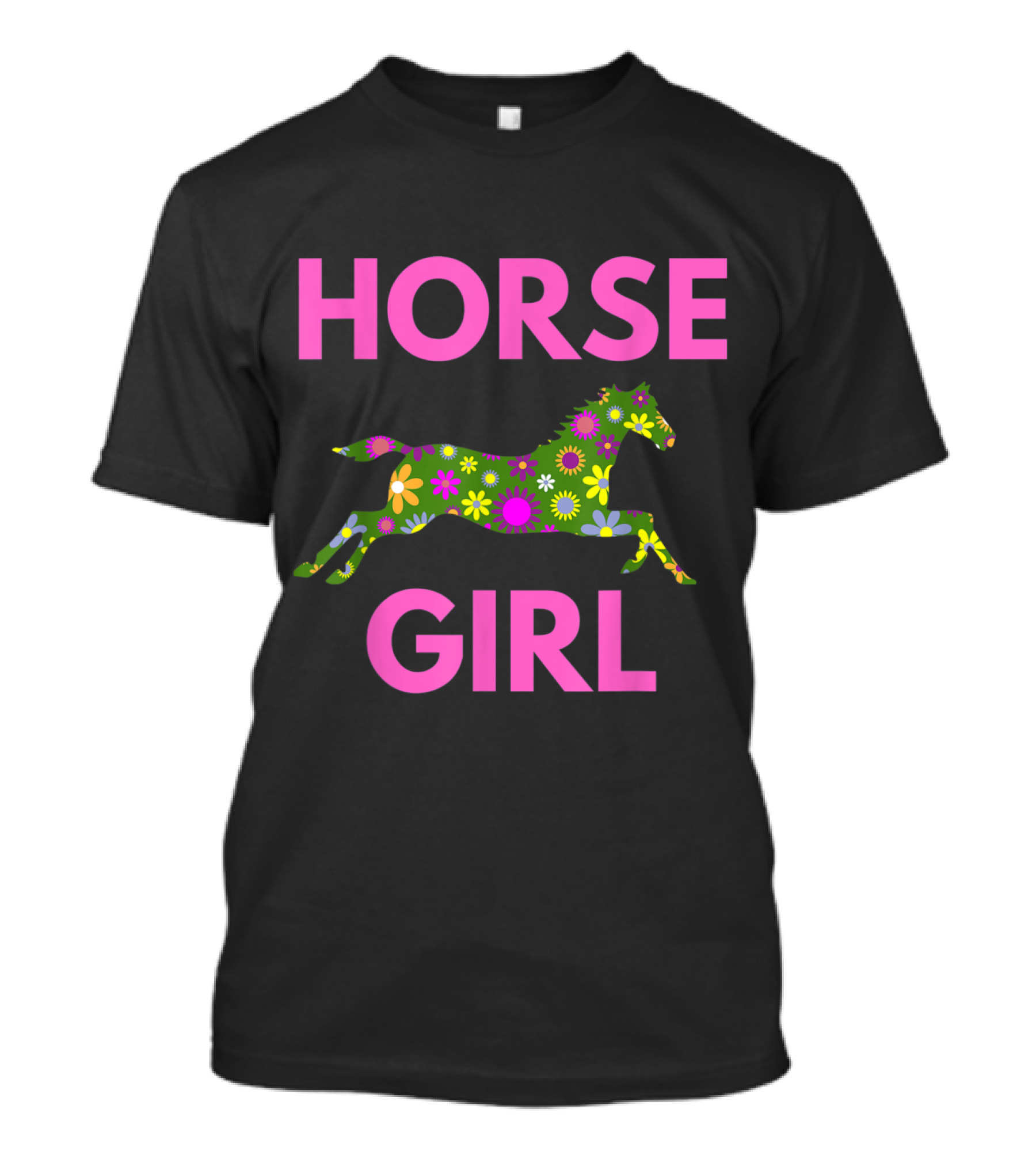 Horse Girl Floral Patterned Horse T-Shirt