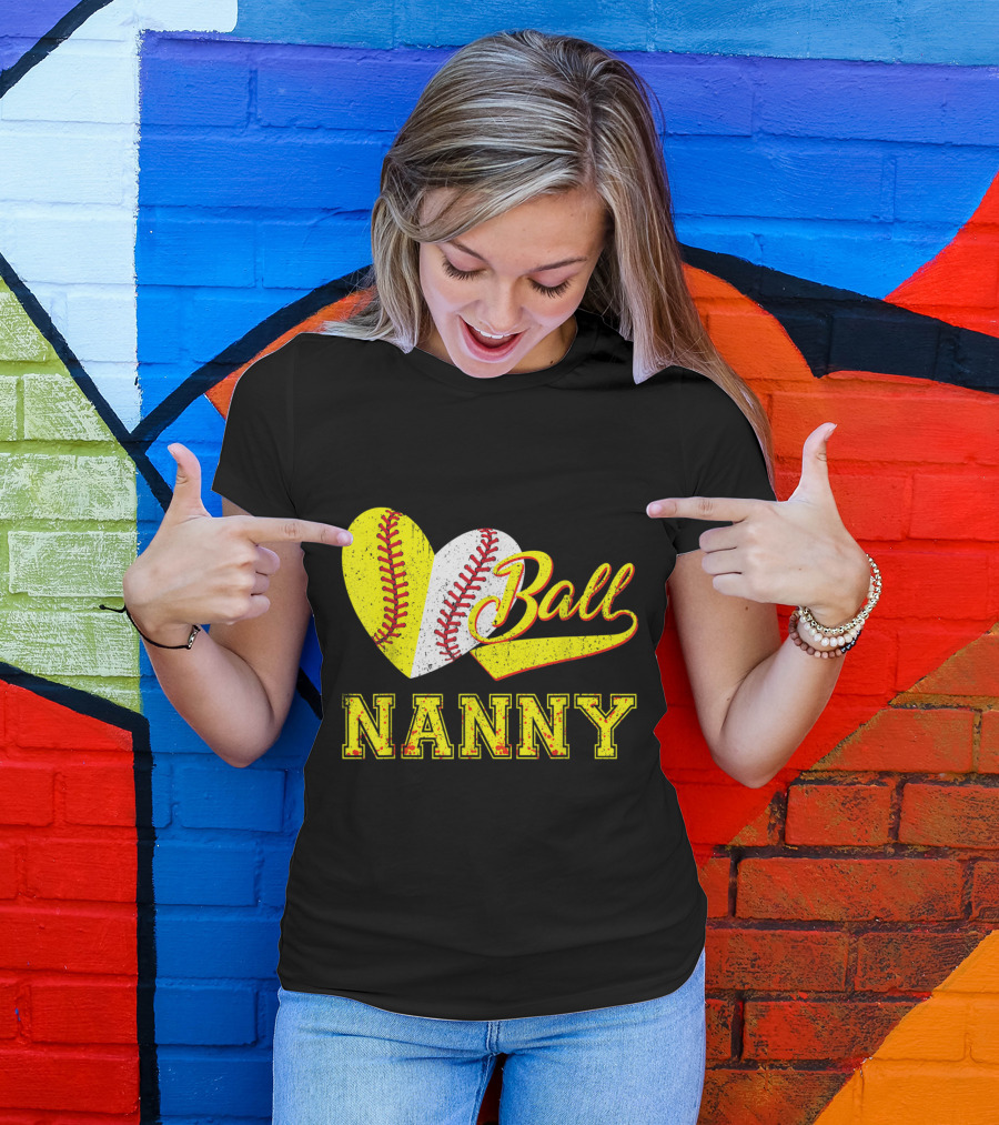 Nanny Heart Baseball Softball Ball T-Shirt