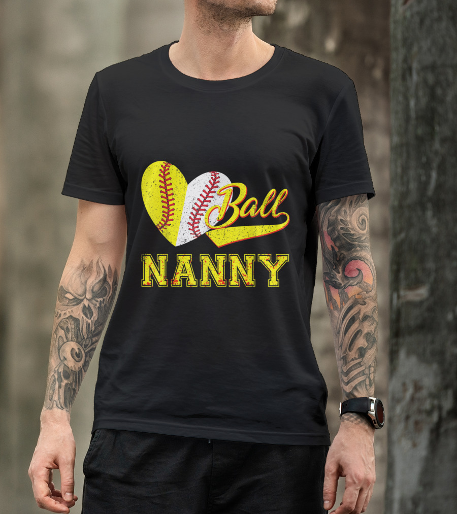 Nanny Heart Baseball Softball Ball T-Shirt