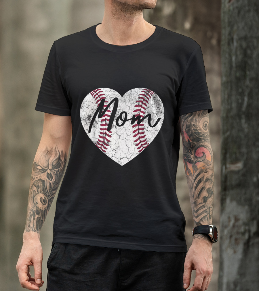 Mom Baseball Softball Heart T-Shirt
