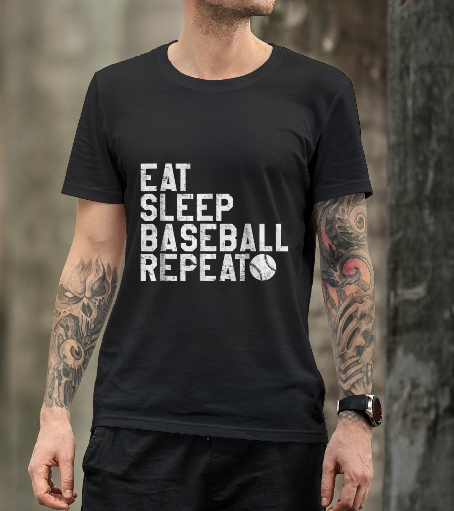 Eat Sleep Baseball Repeat With Baseball T-Shirt