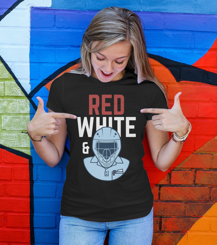 Red White And Blue Baseball Umpire Helmet T-Shirt