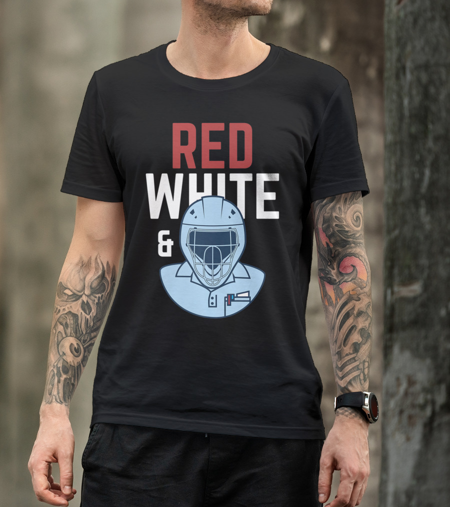 Red White And Blue Baseball Umpire Helmet T-Shirt