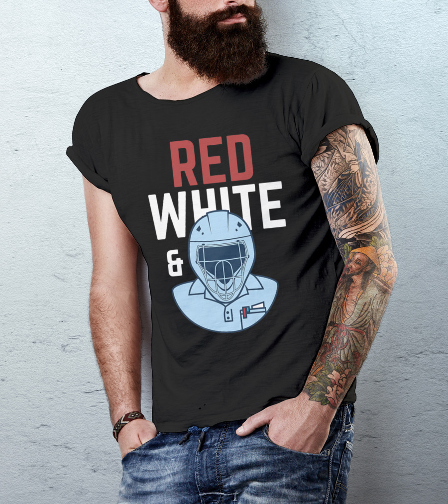Red White And Blue Baseball Umpire Helmet T-Shirt