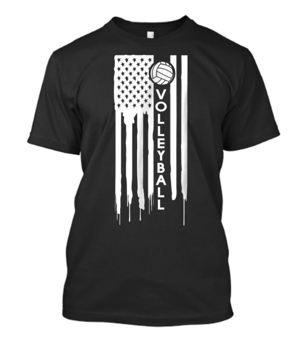 Funny Volleyball Team Boys Girls American Flag Volleyball T-Shirt