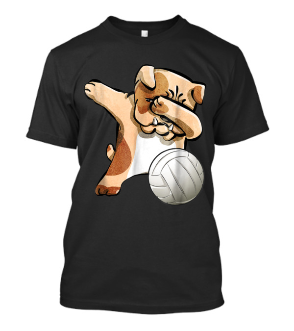 Funny Dabbing Bulldog With Volleyball Sport T-Shirt