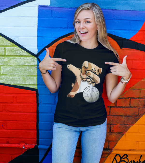 Funny Dabbing Bulldog With Volleyball Sport T-Shirt