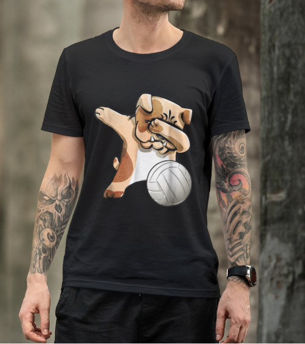 Funny Dabbing Bulldog With Volleyball Sport T-Shirt