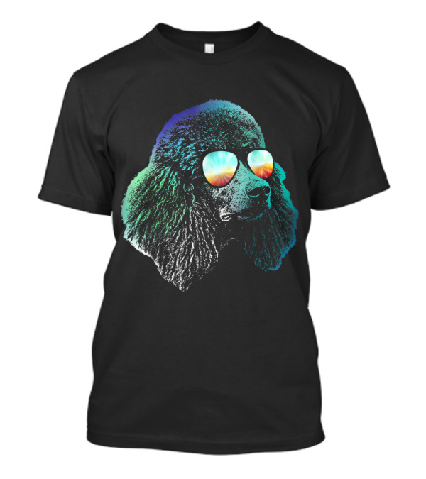 Psychedelic Retro Disco Groovy Poodle With Vibrant Colorful Sunglasses T-Shirt