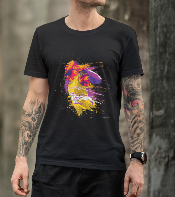Los Angeles Basketball Purple Jersey Energetic Splash T-Shirt