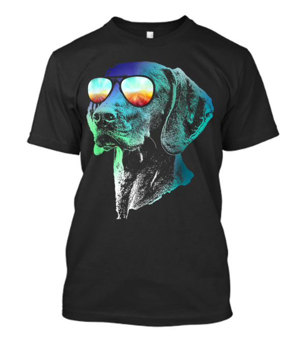 Groovy Disco Vizsla Dog With Colorful Sunglasses T-Shirt