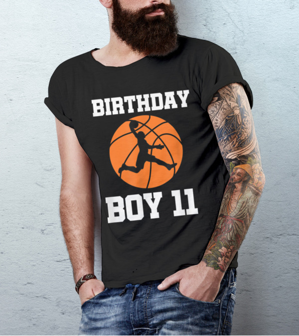 Birthday Boy 11 Basketball Slam Dunk T-Shirt