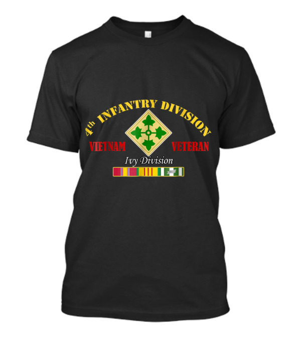 4th Infantry Division Vietnam Veteran Ivy Division Emblem And Service T-Shirt