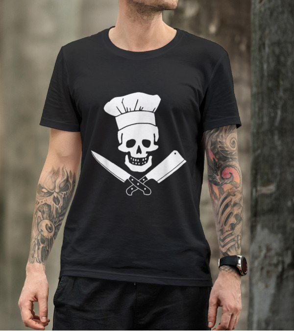 Skull With Chef Hat And Crossed Knives Cooking T-Shirt