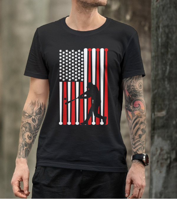 4th July Baseball USA Flag With Distressed T-Shirt