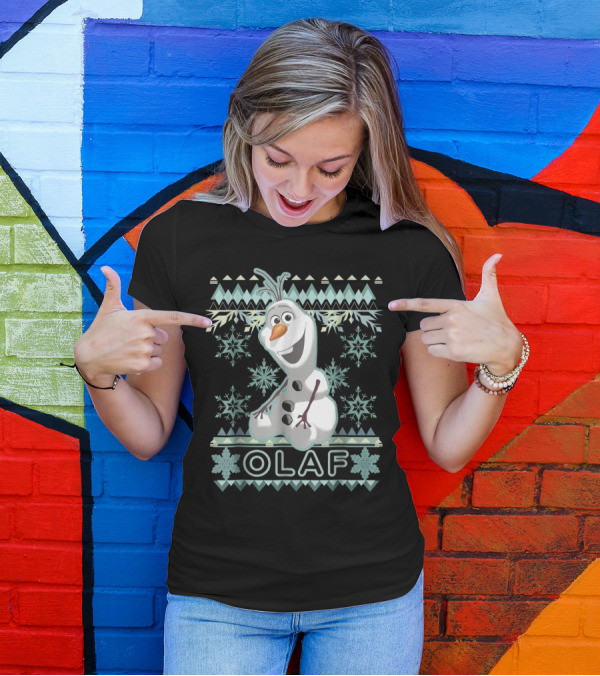 Disney Frozen Olaf Snowflake Pattern Christmas T-Shirt