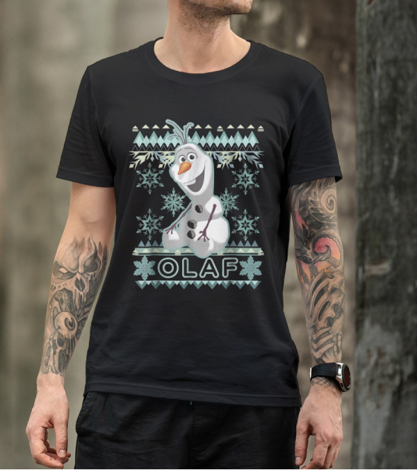 Disney Frozen Olaf Snowflake Pattern Christmas T-Shirt