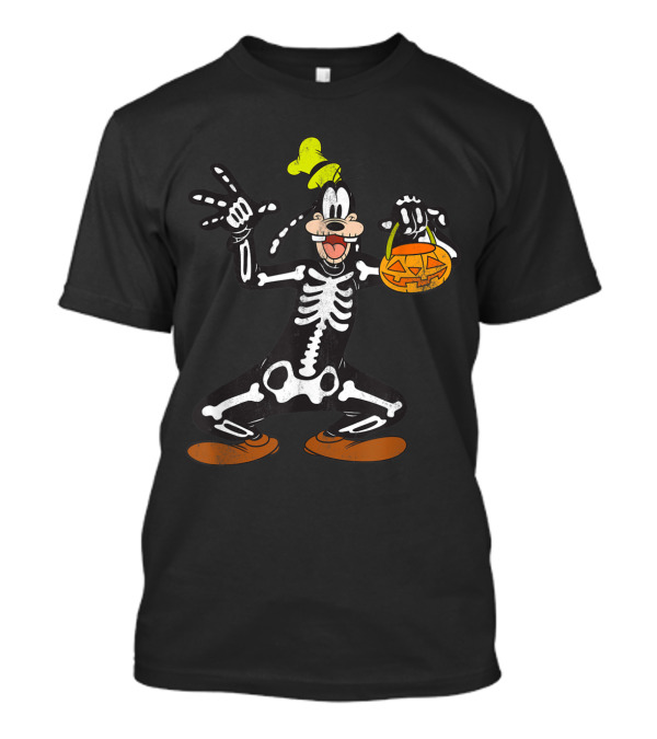Goofy Skeleton Holding Pumpkin Halloween Disney T-Shirt