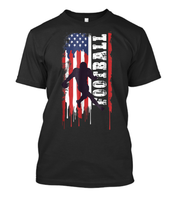 Football Dripping Vintage American Flag T-Shirt