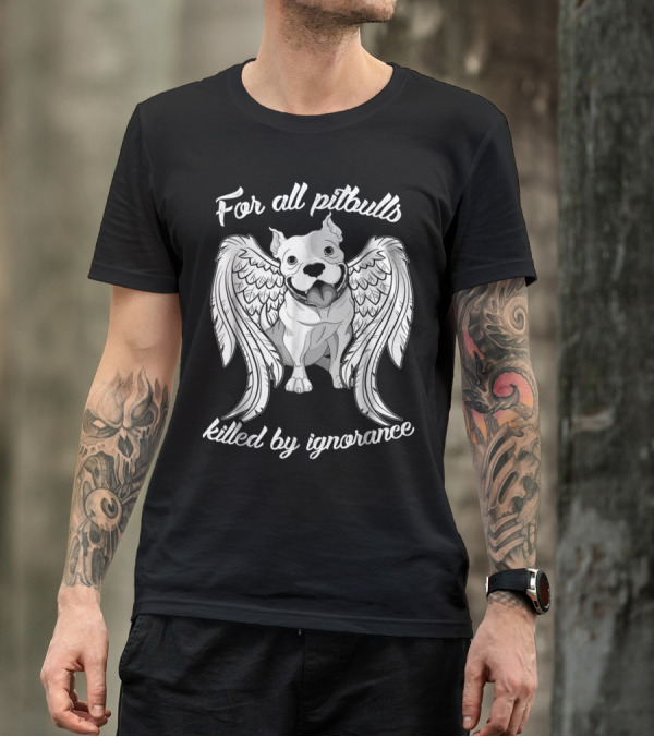 For All Pitbulls Killed By Ignorance Angel Wings T-Shirt